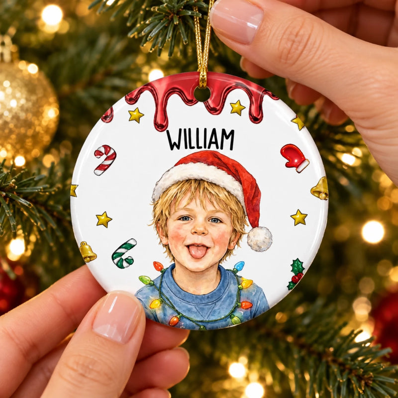 Custom Name Santa Hat Gifts for Children - Personalized Ceramic Ornament