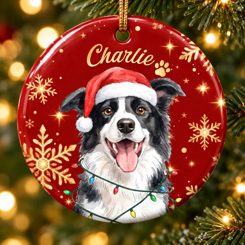 Custom Name Christmas Dog and Cat Gifts for Pet Lovers - Personalized Ceramic Ornament