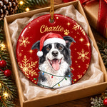 Custom Name Christmas Dog and Cat Gifts for Pet Lovers - Personalized Ceramic Ornament