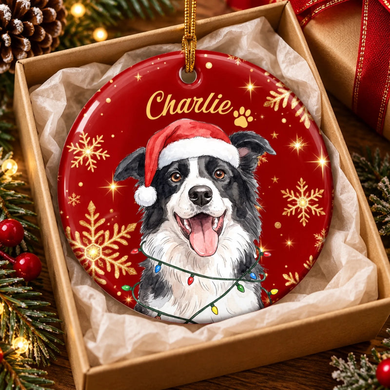 Custom Name Christmas Dog and Cat Gifts for Pet Lovers - Personalized Ceramic Ornament