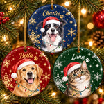 Custom Name Christmas Dog and Cat Gifts for Pet Lovers - Personalized Ceramic Ornament