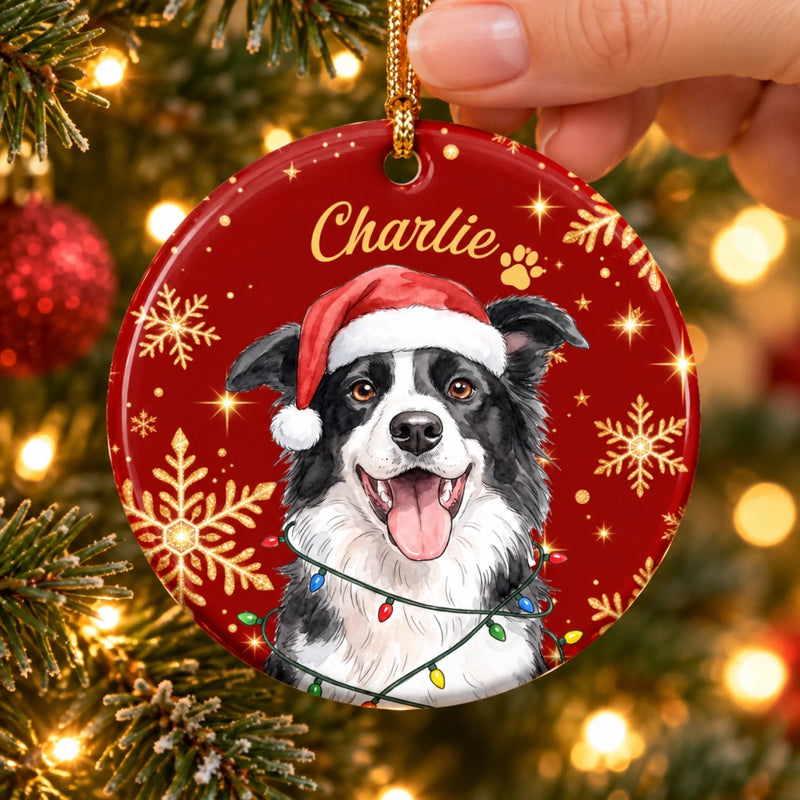 Custom Name Christmas Dog and Cat Gifts for Pet Lovers - Personalized Ceramic Ornament