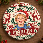 Custom Photo Santa Hat Christmas Keepsake For Kids - Personalized Ceramic Ornament - Sweetest Season Of All