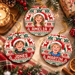 Custom Photo Santa Hat Christmas Keepsake For Kids - Personalized Ceramic Ornament - Sweetest Season Of All