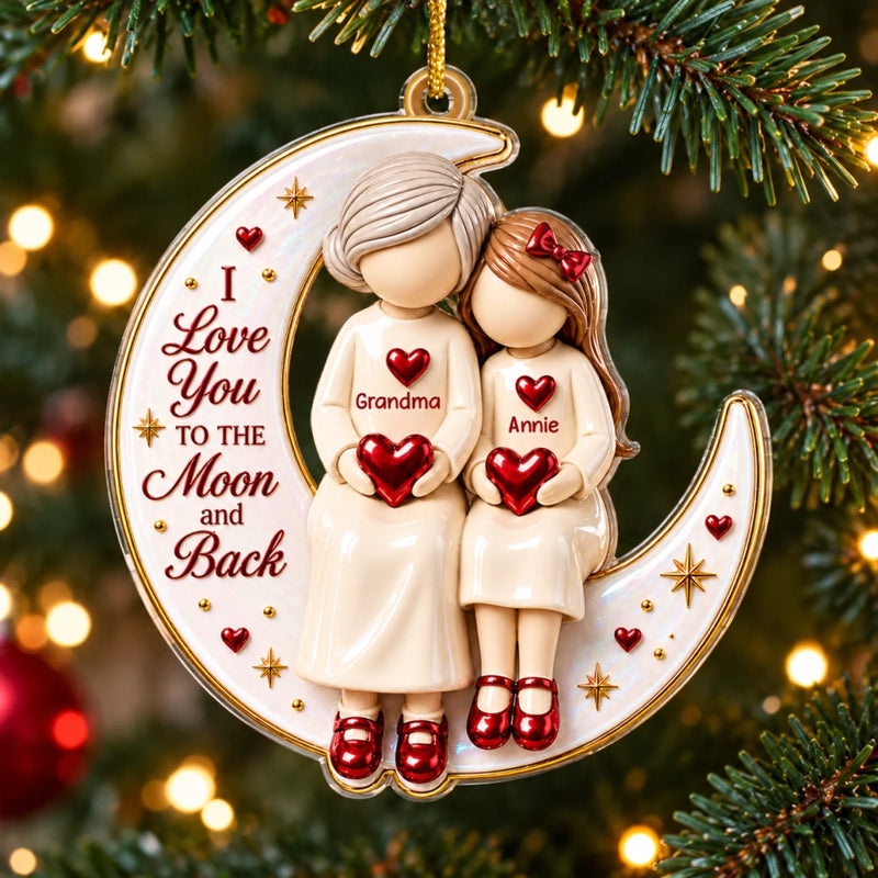 Custom Name Grandma Christmas Gifts - Personalized Acrylic Ornament - To The Moon
