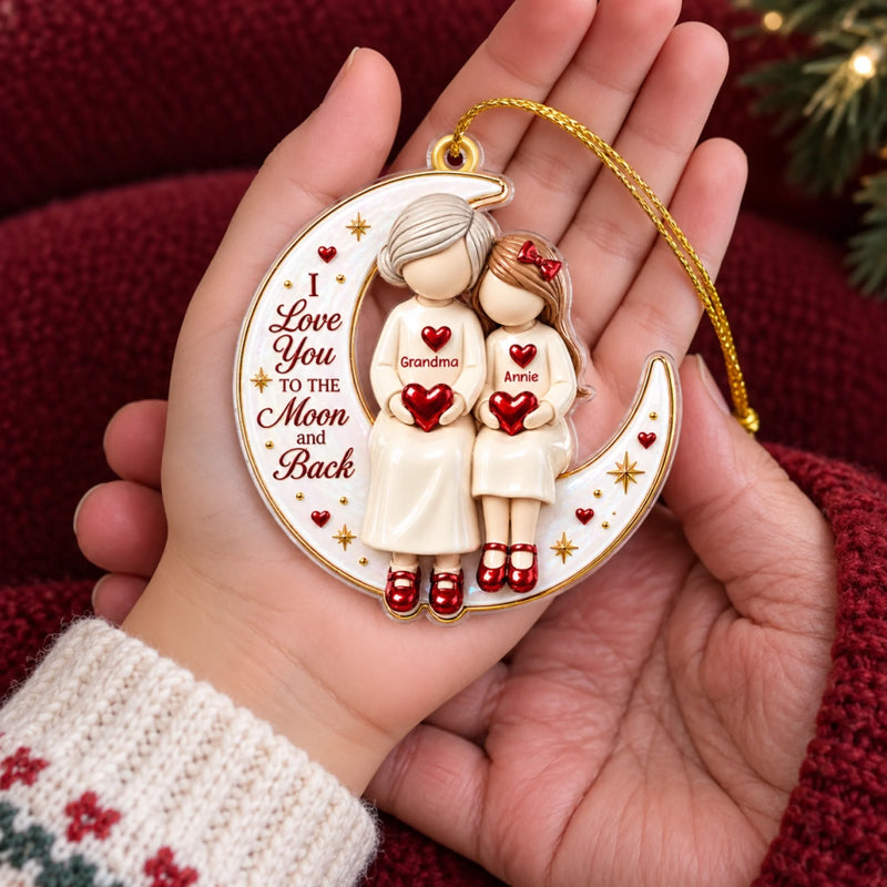 Custom Name Grandma Christmas Gifts - Personalized Acrylic Ornament - To The Moon