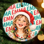 Custom Name Christmas Gifts For Kids - Personalized Photo Ceramic Ornament - Made For Merry Moments