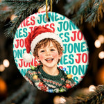 Custom Name Christmas Gifts For Kids - Personalized Photo Ceramic Ornament - Made For Merry Moments