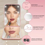Custom Name Pink Bow Monogram Gifts for Women - Personalized LED Compact Makeup Mirror - Bunny Style