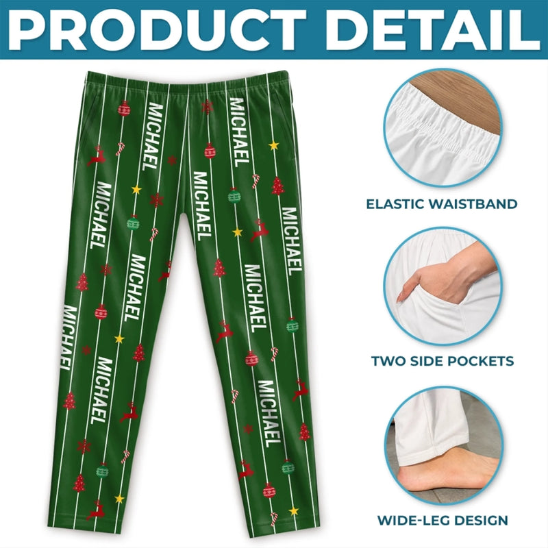 Custom Name Christmas Morning Matching Family Sleepwear - Personalized Pajamas Pants - Striped Christmas