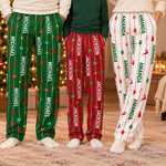 Custom Name Christmas Morning Matching Family Sleepwear - Personalized Pajamas Pants - Striped Christmas