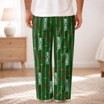 Custom Name Christmas Morning Matching Family Sleepwear - Personalized Pajamas Pants - Striped Christmas