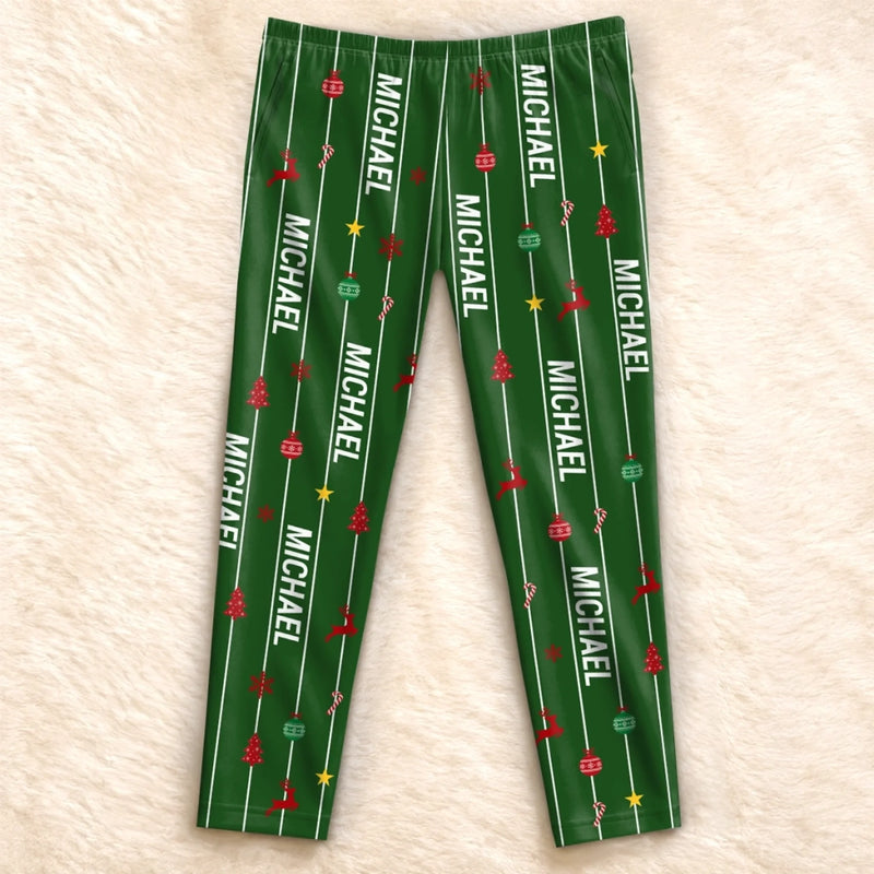 Custom Name Christmas Morning Matching Family Sleepwear - Personalized Pajamas Pants - Striped Christmas