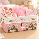 Custom Name Pink Nutcracker Ballet Christmas Gifts for Girls - Personalized Storage Basket - Grace And Grit