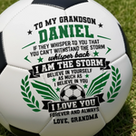 Custom Name Storm Motivation Gift For Grandson - Personalized Soccer Ball - You Were Born To Shine