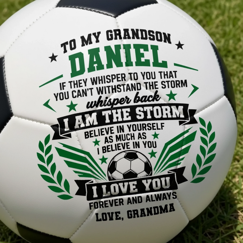 Custom Name Storm Motivation Gift For Grandson - Personalized Soccer Ball - You Were Born To Shine