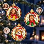 Custom Photo Stained Glass Christmas Keepsake - Personalized Acrylic Ornament - Merry All The Way