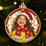 Custom Photo Stained Glass Christmas Keepsake - Personalized Acrylic Ornament - Merry All The Way