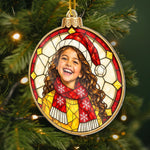 Custom Photo Stained Glass Christmas Keepsake - Personalized Acrylic Ornament - Merry All The Way