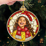 Custom Photo Stained Glass Christmas Keepsake - Personalized Acrylic Ornament - Merry All The Way