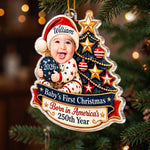 Custom Name Baby's First Christmas Patriotic Gifts - Personalized Acrylic Ornament - Extra Merry