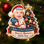 Custom Name Baby's First Christmas Patriotic Gifts - Personalized Acrylic Ornament - Extra Merry