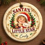 Custom Name Santa Portrait Christmas Keepsake for Kids - Personalized Ceramic Ornament - The Merry Begin