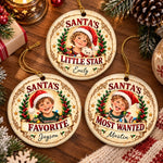 Custom Name Santa Portrait Christmas Keepsake for Kids - Personalized Ceramic Ornament - The Merry Begin