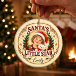 Custom Name Santa Portrait Christmas Keepsake for Kids - Personalized Ceramic Ornament - The Merry Begin