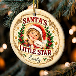Custom Name Santa Portrait Christmas Keepsake for Kids - Personalized Ceramic Ornament - The Merry Begin
