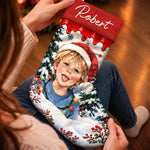 Custom Name Christmas Child Portrait Gifts - Personalized Stocking - Santa Comes Naturally
