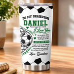 Custom Name Soccer Gifts For Grandson - Personalized Tumbler - Never Stop Fighting