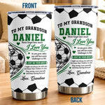 Custom Name Soccer Gifts For Grandson - Personalized Tumbler - Never Stop Fighting