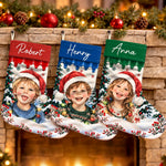 Custom Name Christmas Child Portrait Gifts - Personalized Stocking - Santa Comes Naturally