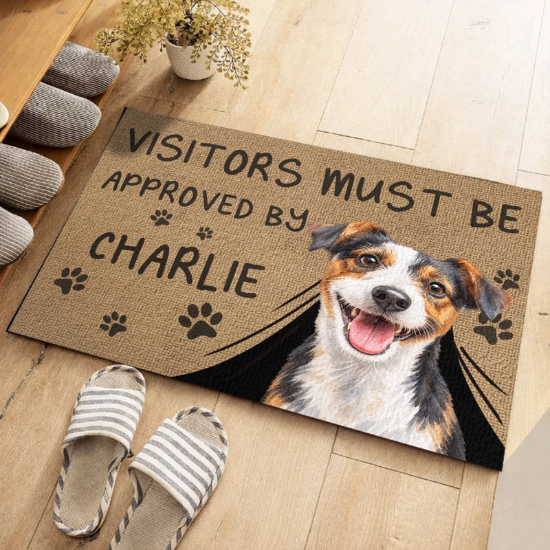 Custom Name Dog Approval Decor For Dog Lovers - Personalized Photo Doormat - Entry Requires A Tail Wag