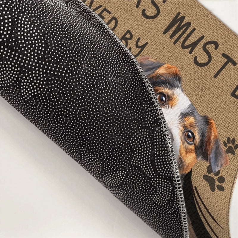 Custom Name Dog Approval Decor For Dog Lovers - Personalized Photo Doormat - Entry Requires A Tail Wag
