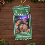 Custom Photo Concert Ticket Christmas Gifts - Personalized Acrylic Ornament - Golden Hour