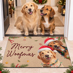 Merry Woofmas Christmas Dog Lover Decor - Personalized Photo Doormat - Santa Paws Is Coming