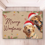 Merry Woofmas Christmas Dog Lover Decor - Personalized Photo Doormat - Santa Paws Is Coming