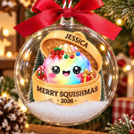 Custom Name Christmas Squish Character Gifts for Kids - Personalized 3D Acrylic Ball Ornament - Merry Squishmas