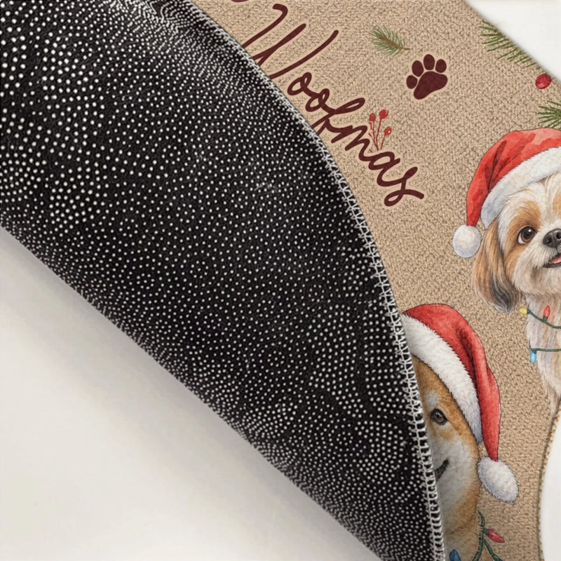 Santa Hat Christmas Dog Pack Entryway Decor - Personalized Photo Doormat - Merry Barkmas