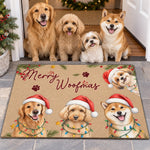 Santa Hat Christmas Dog Pack Entryway Decor - Personalized Photo Doormat - Merry Barkmas