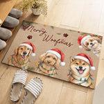 Santa Hat Christmas Dog Pack Entryway Decor - Personalized Photo Doormat - Merry Barkmas