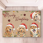 Santa Hat Christmas Dog Pack Entryway Decor - Personalized Photo Doormat - Merry Barkmas