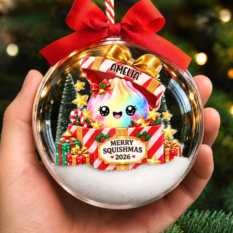 Custom Name Squishy Christmas Gifts for Kids - Personalized 3D Acrylic Ball Ornament - Kind Of Fun