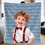 Custom Photo Name Gifts For Kids - Personalized Blanket - Growing Up In A World Of Love