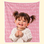 Custom Photo Name Gifts For Kids - Personalized Blanket - Growing Up In A World Of Love