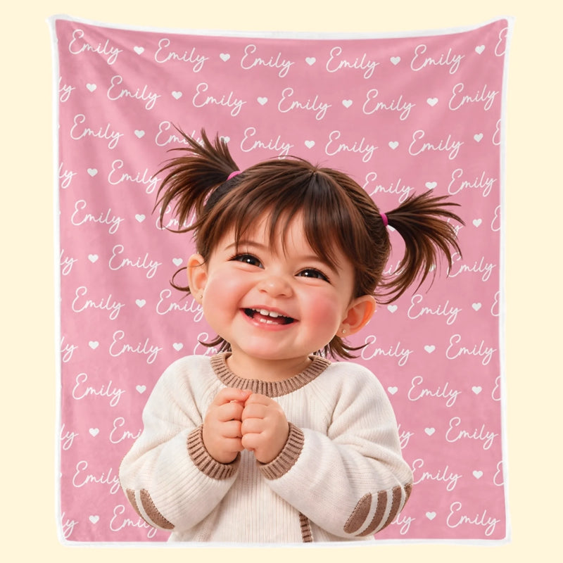 Custom Photo Name Gifts For Kids - Personalized Blanket - Growing Up In A World Of Love