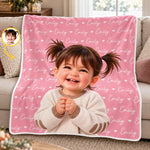 Custom Photo Name Gifts For Kids - Personalized Blanket - Growing Up In A World Of Love