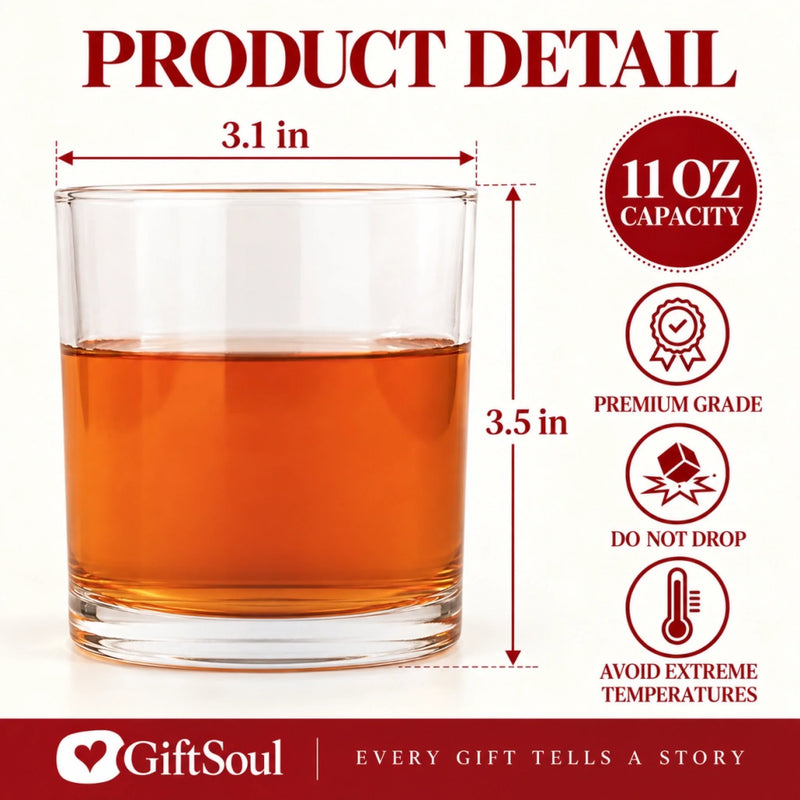 Custom Name Funny Romantic Gift for Partner - Personalized Bottom & Side Engraved Whiskey Glass